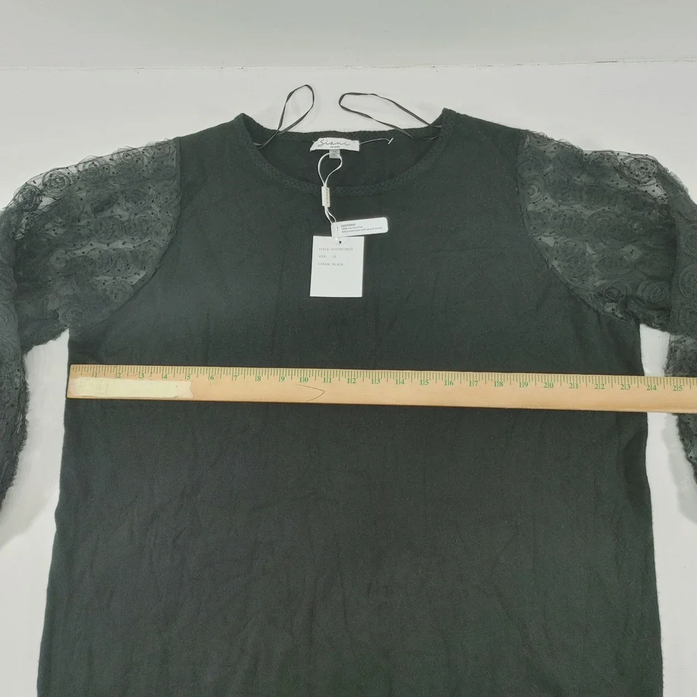 Sioni Milano Black Lace Sleeve Pullover Top Plus Size 1X New with Tags - Picture 4 of 8